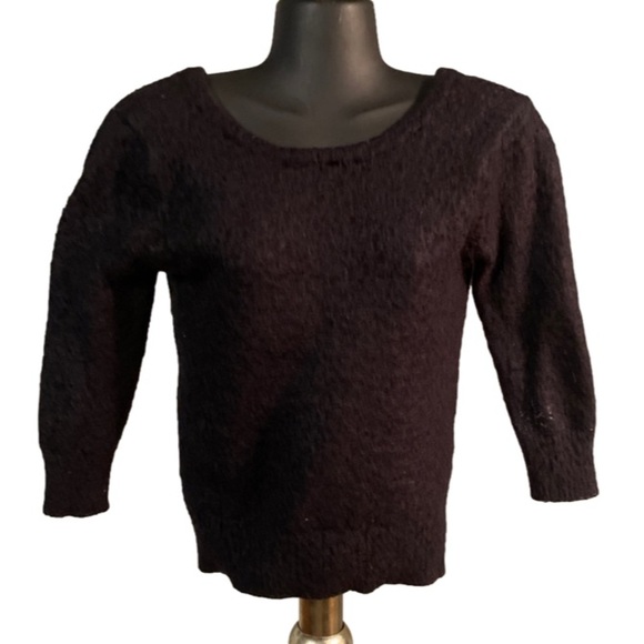 Vintage 199s Large Wet Seal black long sleeve faux shag fur lined soft sweater - Picture 1 of 15